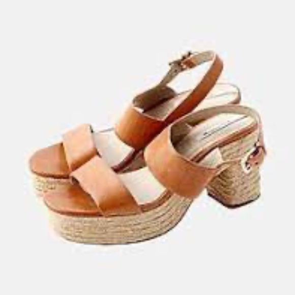 Massimo Dutti Heeled Sandals Brown Tan Leather Rattan Rope Bottom Size 39 - Picture 10 of 10